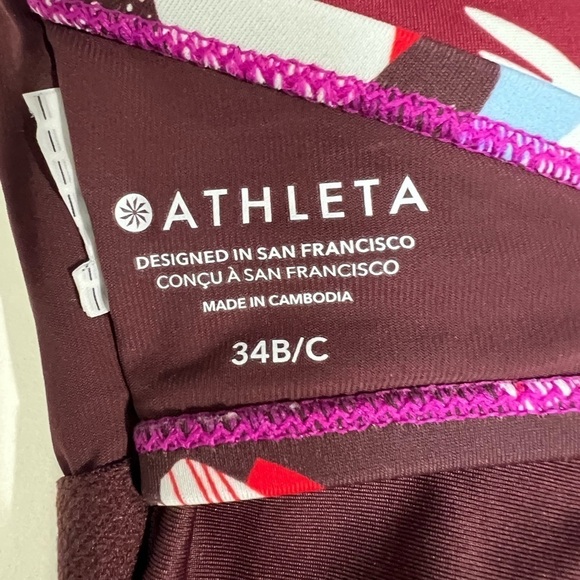 Athleta Square Neck Hero Bloom Tankini Coco Burgandy Floral Womens size 34 B C - Picture 6 of 6